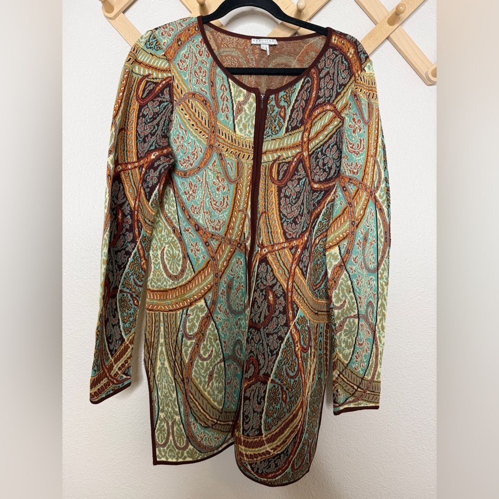Peruvian Connection Zip Up Cardigan Sz L